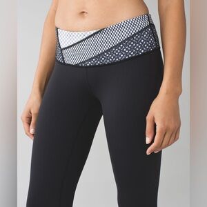 Lululemon Wunder Under 7/8 Pant - 6 Black / Dottie Eyelet White Black / White